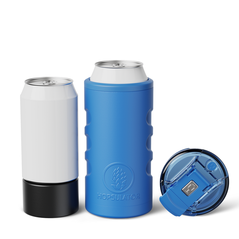 Retro Hopsulator Trio | Matte Azure | 12/16oz Standard Cans - Durable Adventure
