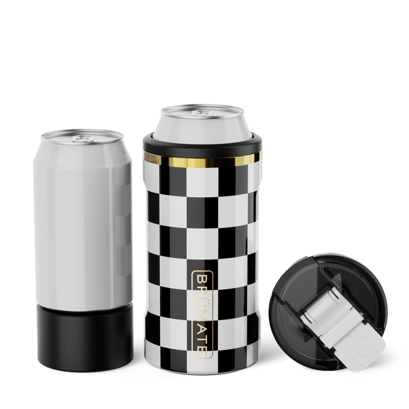 Hopsulator Trio V2 | Black & White Checker | 12/16oz Standard Cans - Bright Day-Trip